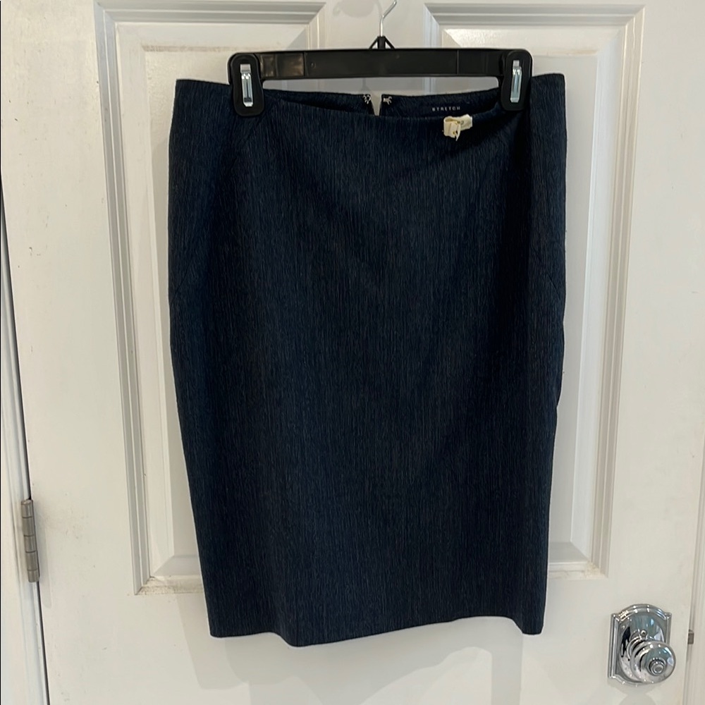 Ann Taylor Dark Navy Textured Pencil Skirt